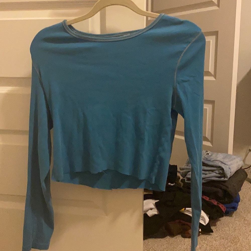 Blue Cropped Gap Long Sleeve